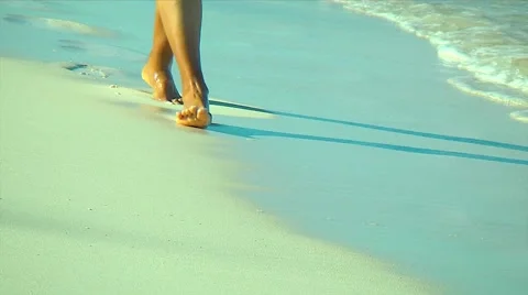 San Salvador bahamas beach walk Stock Footage