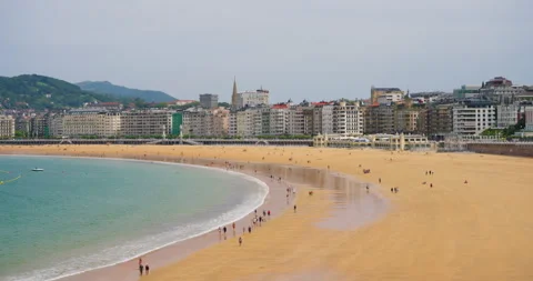 San Sebastian, SPAIN Panoramic view of beautiful city San Sebastian - Donostia Stock Footage 252818177