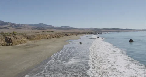 San Simeon, CA Beech pan Stock Footage 34163335