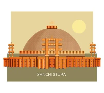 Sanchi Stupa  -  Buddhist Complex  -  Icon Illustration Stock Illustration