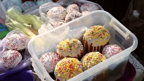 Sanctification of easter cakes Stock Footage 74786940