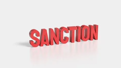 The sanction red text on white background 3d rendering. Stock Illustration