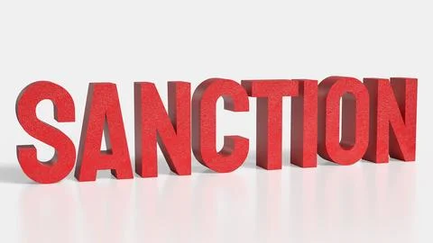 The sanction red text on white background 3d rendering. Stock Photos