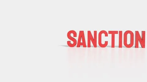 The sanction red text on white background 3d rendering. Stock Photos