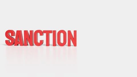 The sanction red text on white background 3d rendering. Stock Photos