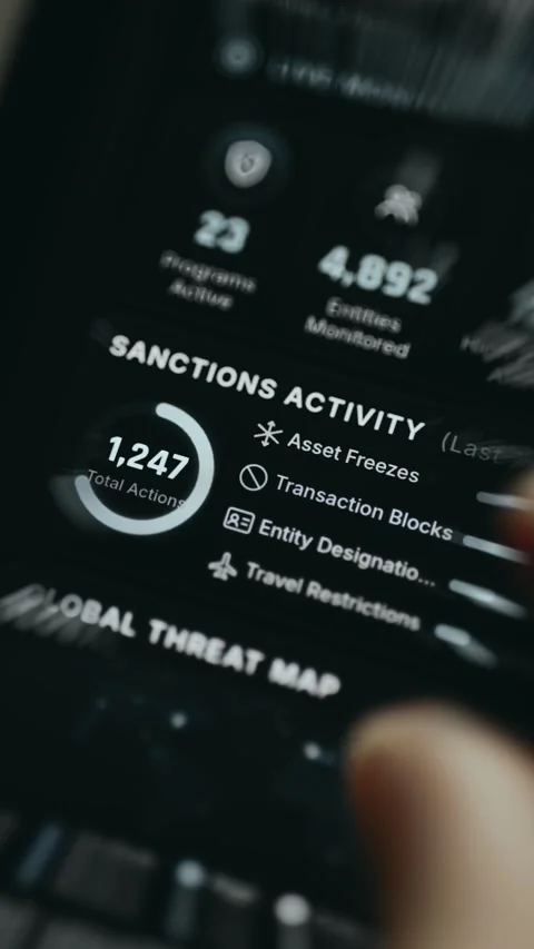 Sanctions Activity Dashboard Showing 1,247 Actions Stock-Footage 339425492