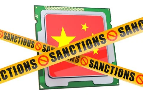 Sanctions against Chinese computer processor units, concept. 3D rendering イラスト素材