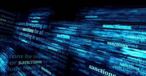 Sanctions embargo neon on brick wall loop Stock Footage 301021265