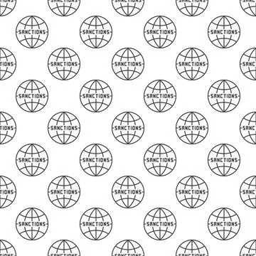 Sanctions minimal pattern with Earth Globe sign. Vector seamless background Stock Illustration