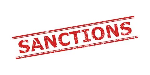 SANCTIONS Stamp with Rubber Surface and Double Parallel Lines 스톡 일러스트