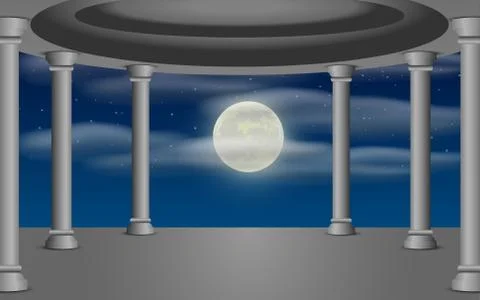 The sanctuary with clouds in full moon night Stock Illustration