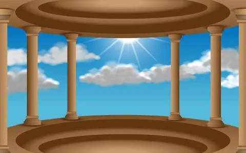 The sanctuary with clouds on the sky background Stock Illustration