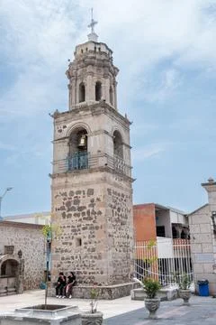 Sanctuary of the Immaculate Conception Bell Tower, Tlajomulco, Jalisco, Mexico 스톡 사진