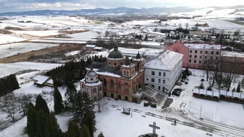 Sanctuary of St. Michael the Archangel in Miejsce Piastowe, Poland Stock Footage 301327751