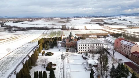 Sanctuary of St. Michael the Archangel in Miejsce Piastowe, Poland Stock Footage 301329053