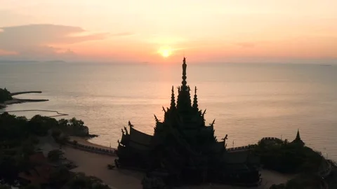 Sanctuary of Truth during the sunset moving forward Stock Footage 196926086