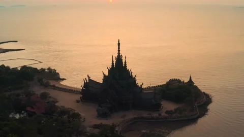Sanctuary of Truth during the sunset moving backward Stock Footage 196926087