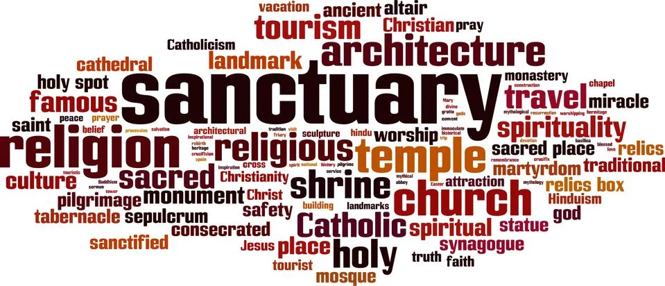 Sanctuary word cloud Stock Illustration