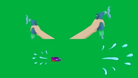 Sand airplane bird tree on green screen Chroma key cartoon 4k Elements Stock Footage 309641111