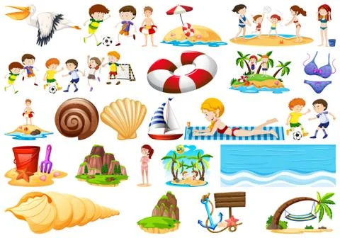 Sand and Beach elements Stock Illustration