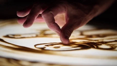 Sand And Light. Drawing. Close-Up Shot Video stock 77156334