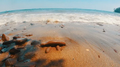 Sand And Waves On Beach Stock Footage 126566087