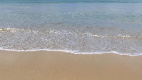 Sand and waves splashing the beach,crystal clear water phuket beach Stock-Footage 101095686