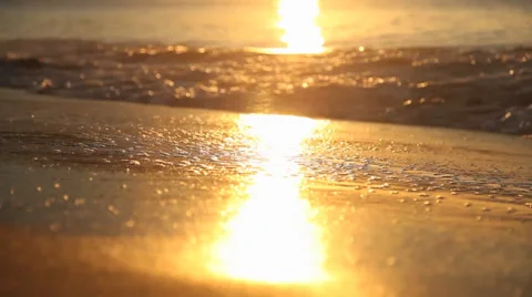 Sand and Waves on Sunset Beach Stock Footage