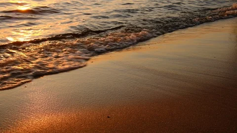 Sand And Waves On Sunset Beach 스톡 동영상 128927659