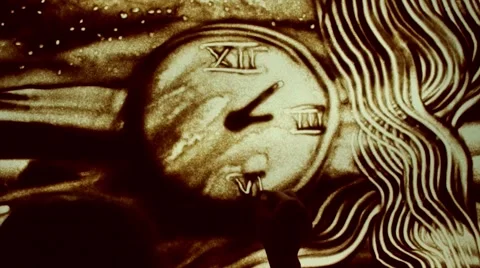 Sand animation. Antique clock. Stock Footage 50899585