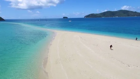 Sand bar aerial shot Stock Footage