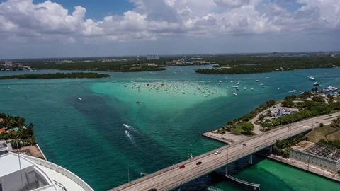 Sand Bar Boat Fun Timelapse Boating Party Miami Beach South Beach 스톡 동영상 74299044