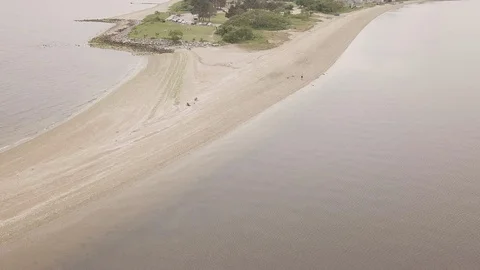 Sand bar in Rhode Island drone 4K Video stock 110925057