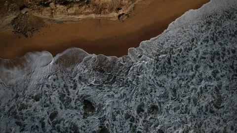 Sand beach aerial, top view of a beautiful sandy beach aerial shot Stock Footage 134834876