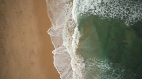 Sand beach aerial, top view of a beautiful sandy beach Stock Footage 134835331