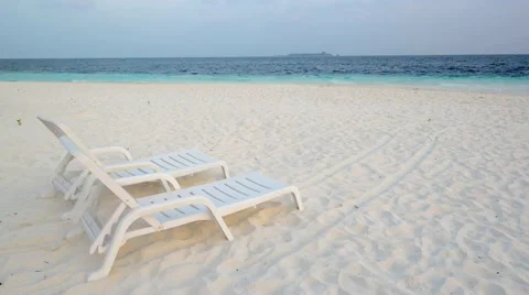 Sand beach and ocean wave, South Male Atoll. Maldives Stock Footage 47193807