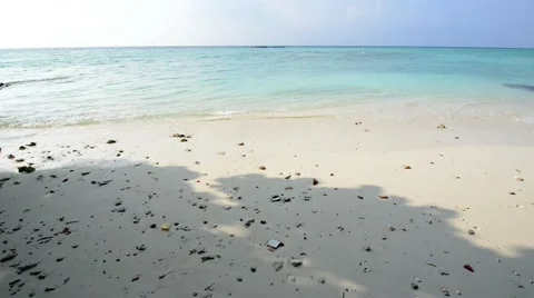 Sand beach and ocean wave, South Male Atoll. Maldives Stock Footage 47195789