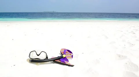Sand beach and ocean wave, South Male Atoll. Maldives Stock Footage 47196709