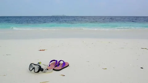Sand beach and ocean wave, South Male Atoll. Maldives Stock Footage 47197094