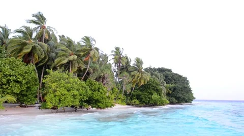 Sand beach and ocean wave, South Male Atoll. Maldives Stock Footage 48549844