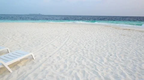 Sand beach and ocean wave, South Male Atoll. Maldives Stock Footage 48549899