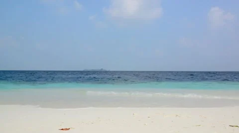 Sand beach and ocean wave, South Male Atoll. Maldives Stock Footage 48552460