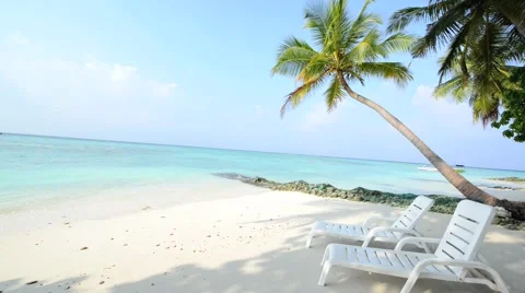 Sand beach and ocean wave, South Male Atoll. Maldives Stock Footage 49723641