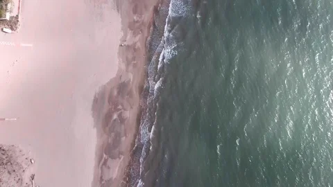 Sand beach and top view of sea waves, sunny weather Stock Footage 126159524
