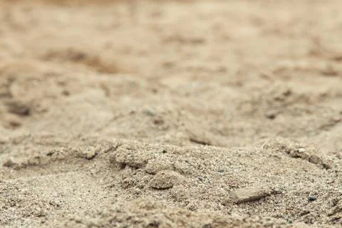 Sand on the beach close up. The texture of yellow small clean sand. Stock Photos