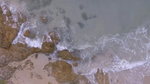Sand beach overhead shot Stock Footage 74688025