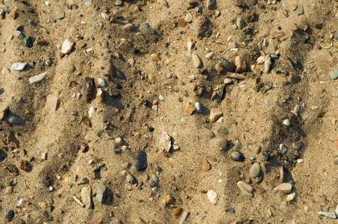 Sand on the beach with pebbles Stock Photos