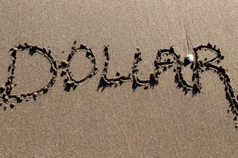 Sand beach script Stock Photos
