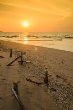 Sand beach with sky and sunset Fotos de archivo