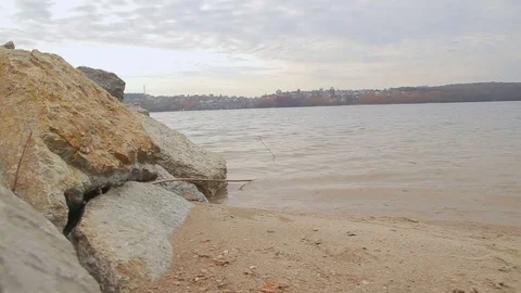 Sand Beach. Small water waves Video stock 71936188